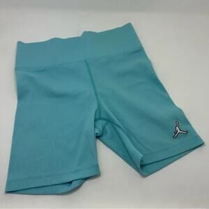 Air Jordon ribbed biker shorts, bleached aqua